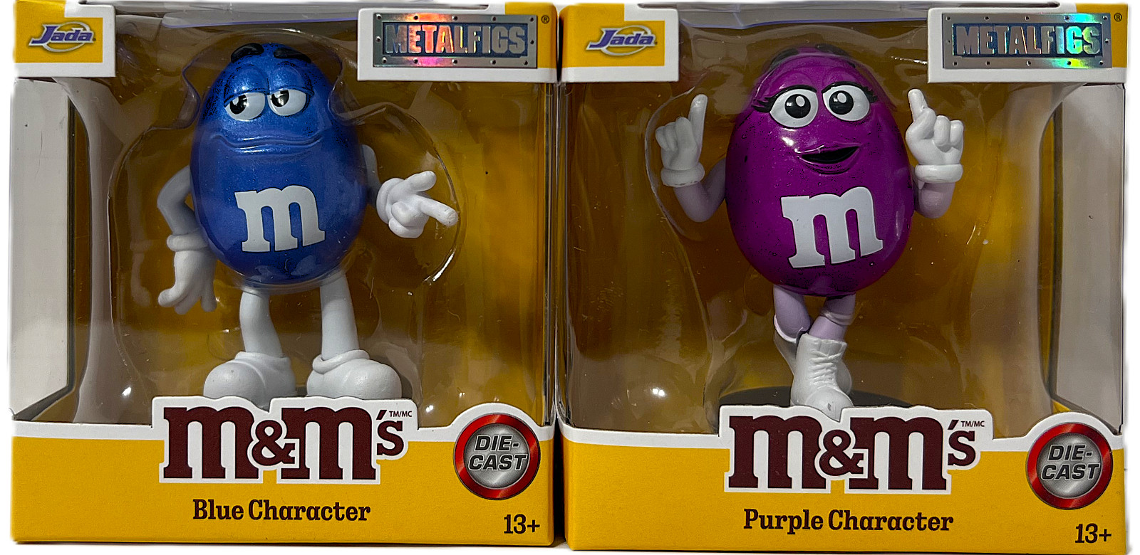 Set of 2 Purple & Blue M&M’s Character Figures MetalFigs Brand New Rare Jada NEW