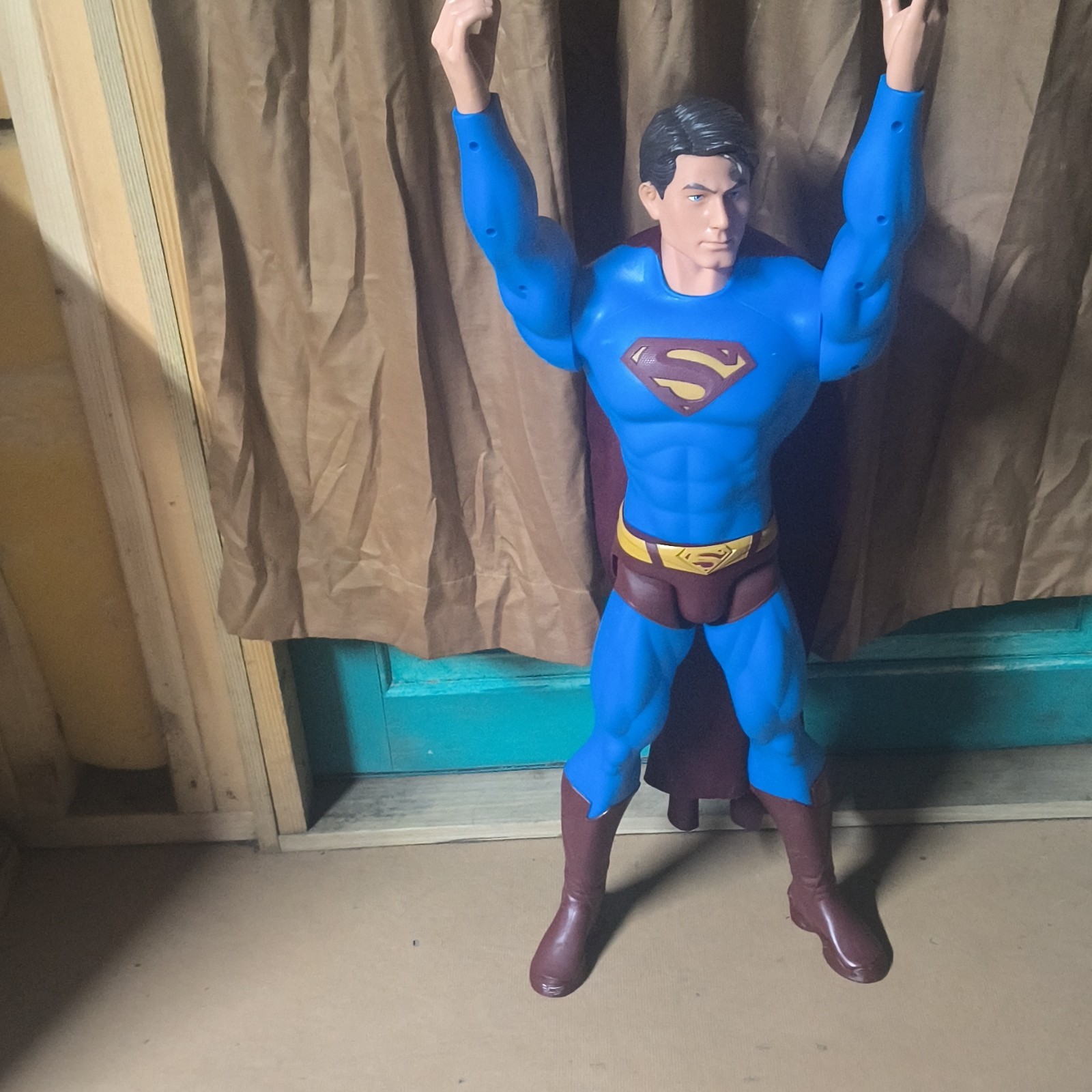 Superman Action Figure Blue Suit Cape Comic Book Heroes Plastic & Fabric