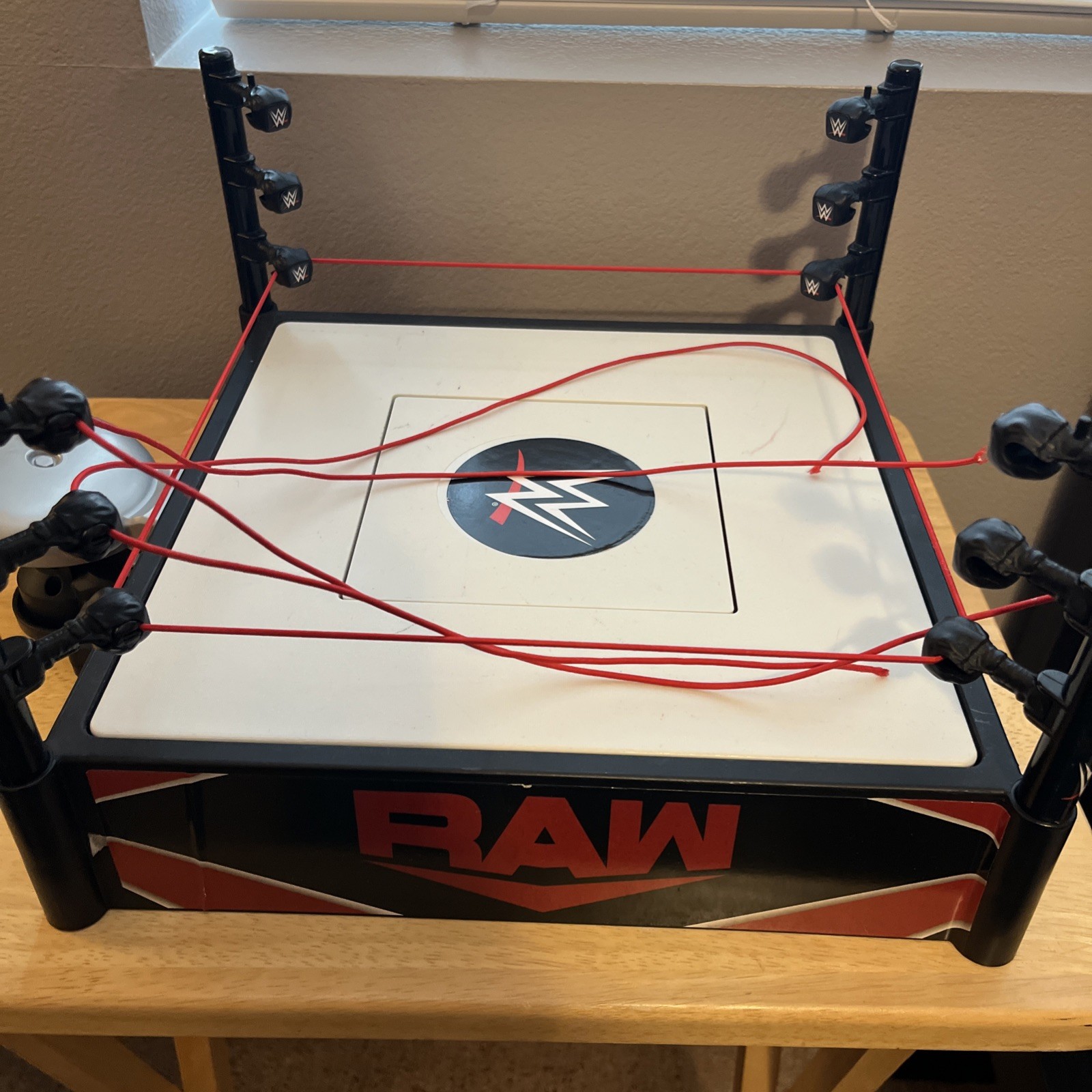 WWE RAW Action Figure Wrestling Ring with broken ropes