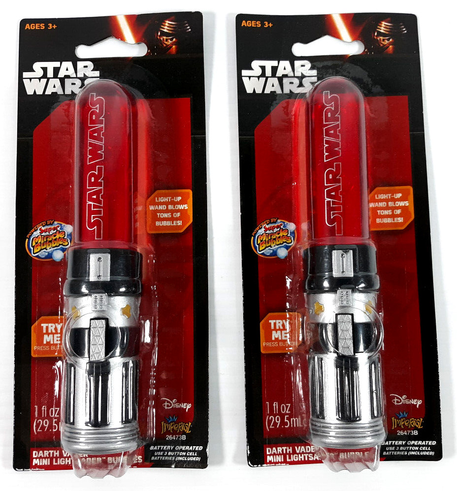 Lot of 2 Disney Star Wars Darth Vader Mini Lightsaber Bubbles 1oz Light Up Red