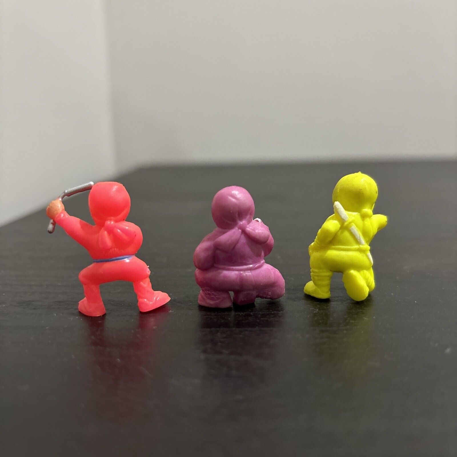 Lot of 3 Pocket Ninja Toys Action Figures 1 Inch Tall Small Mini Vintage Used