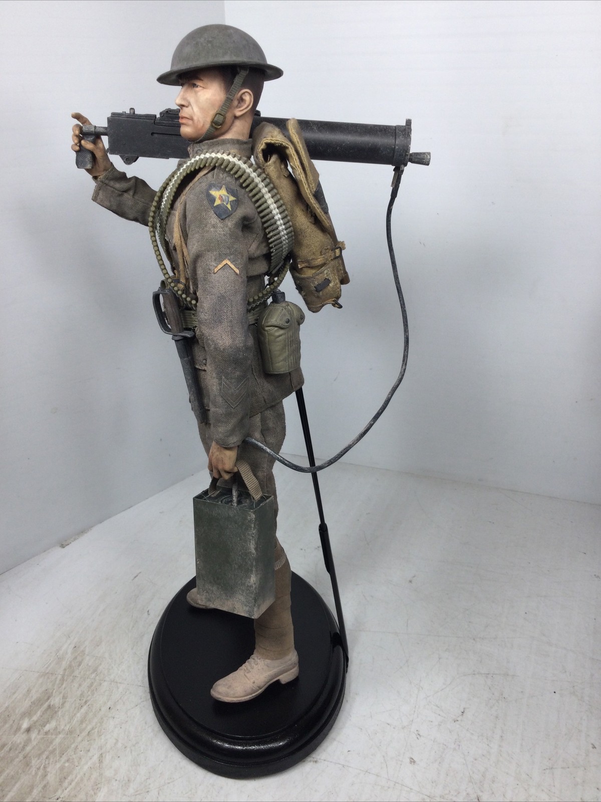 1/6 CUSTOM WW1 US 2ND INFANTRY DIV BROWNING .30 CAL MACHINEGUNNER +STAND