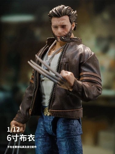 1/12 Male Brown Jacket Wolverine Logan PU Leather Coat Model Fit 6” Figure