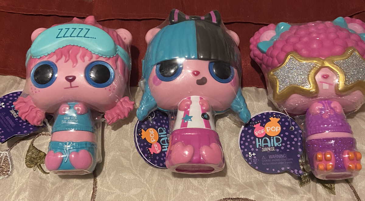 Pop Pop Hair Surprise Series 1 Set Of 3 Doll Brushes BNFS, Brand New!