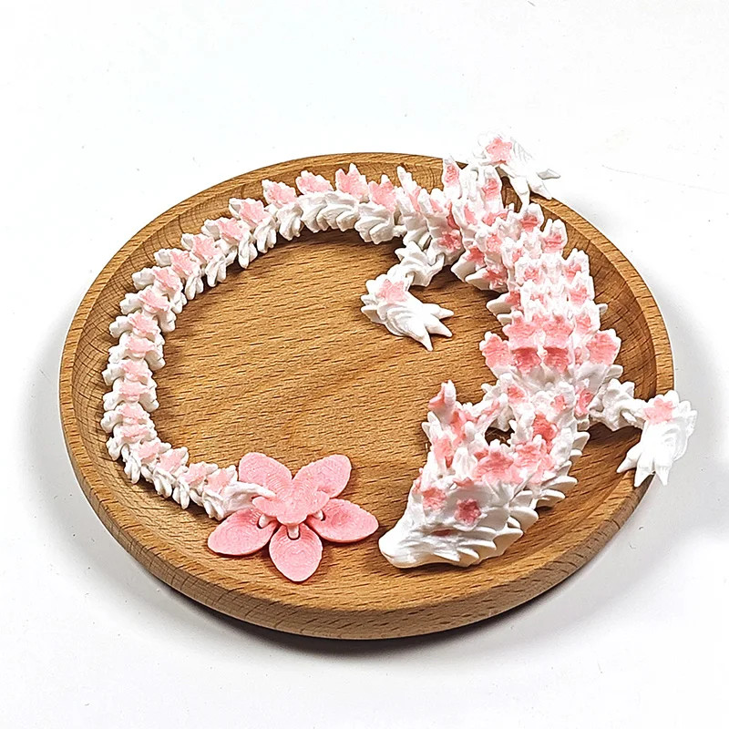 3D Printed Crystal Dragon Articulated Dragon Fidget Toy Cherry Blossom Dragon