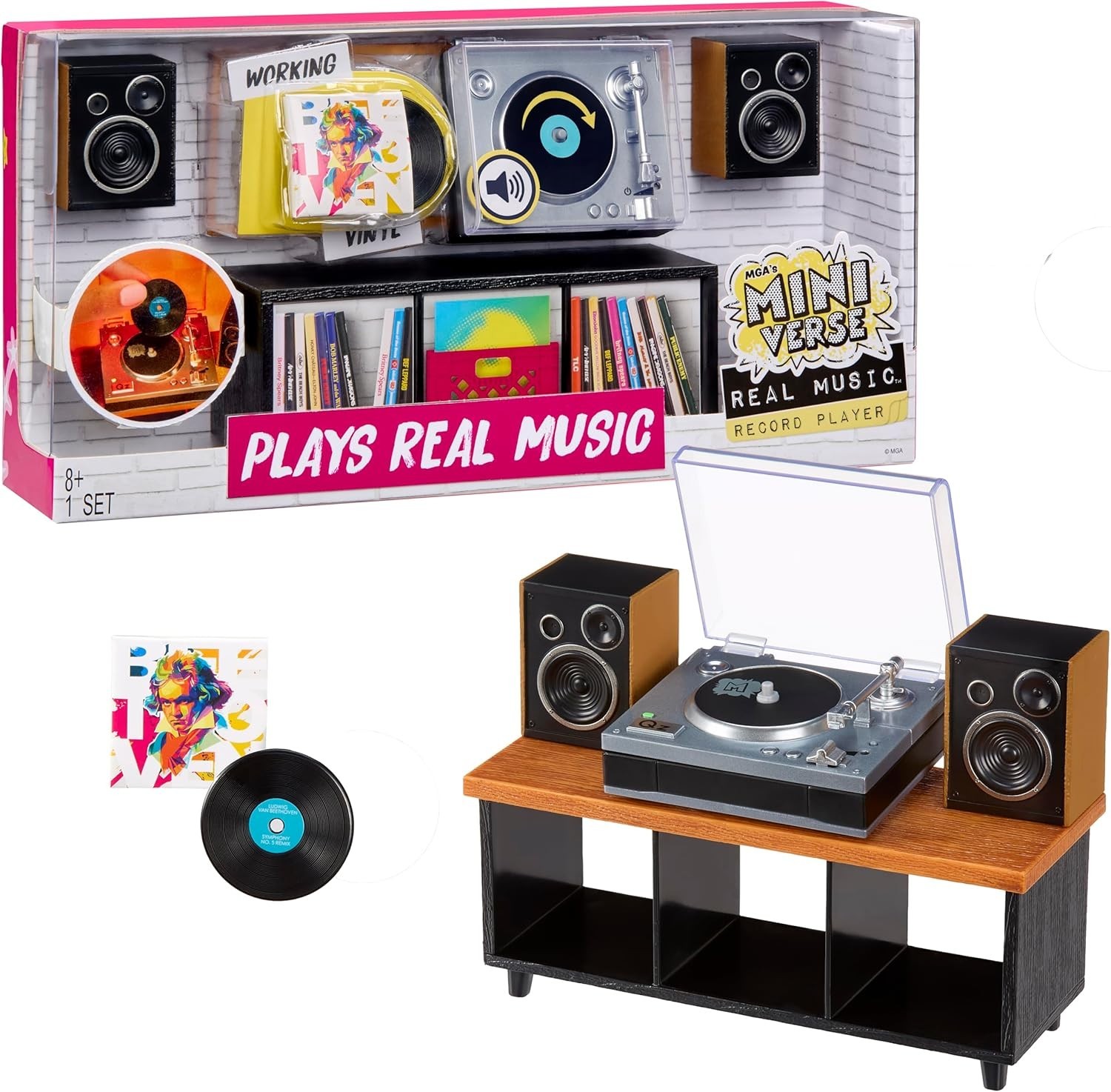 MGA’s Miniverse Real Music Record Player Mini Collectibles Mini Playable Record