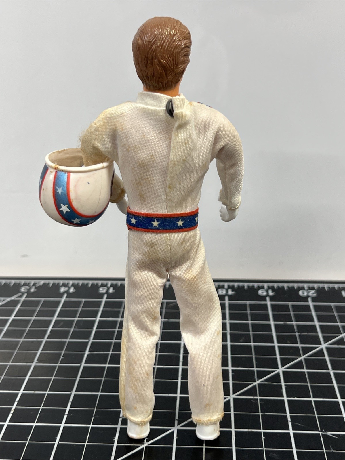 1972 Ideal Toys Evel Knievel Figure Bendy Rubber w/ Shoes Helmet Belt VTG 1970s