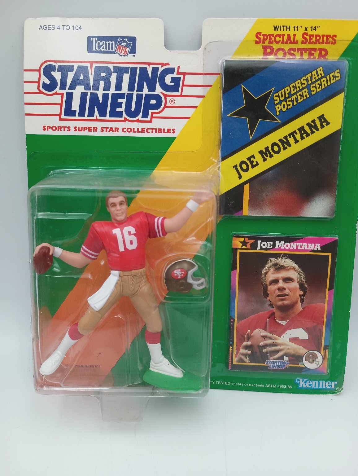 Kenner Joe Montana Starting Lineup NFL 1992 4-5″ Action Figure Poster Card