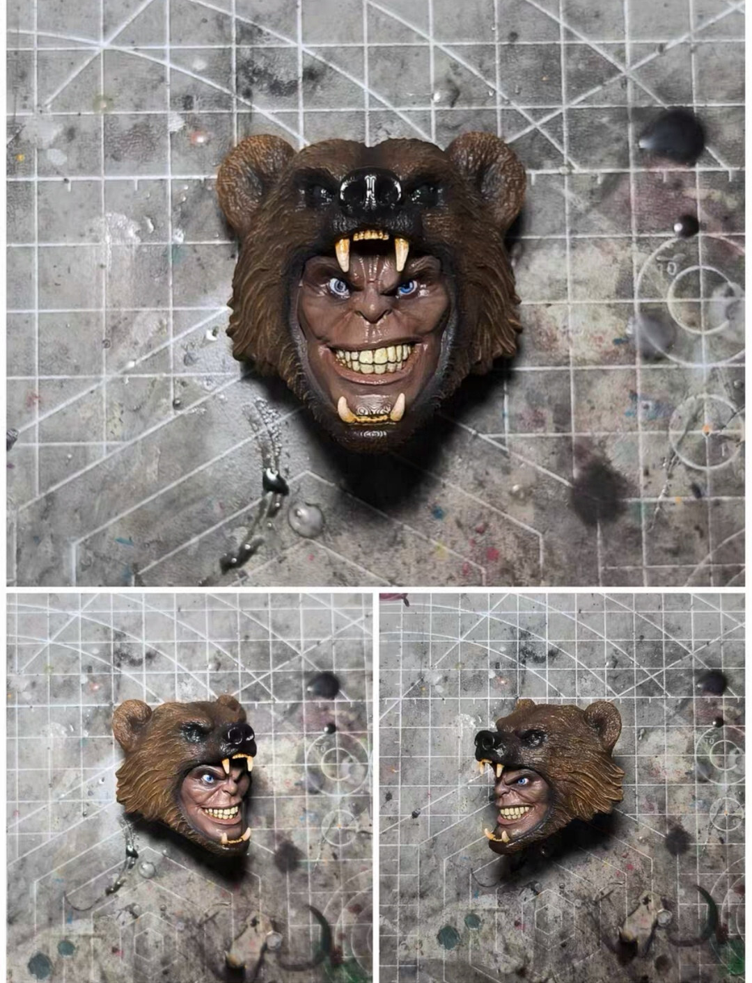 9in Xesray Studios Fit Head Combatants Fight For Glor Bear Man No Figure