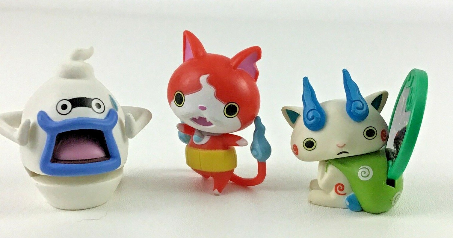 Yo-kai Watch Whisper Ghost Figure Komasan Jibanyan Medallion 4pc Lot 2015 Hasbro
