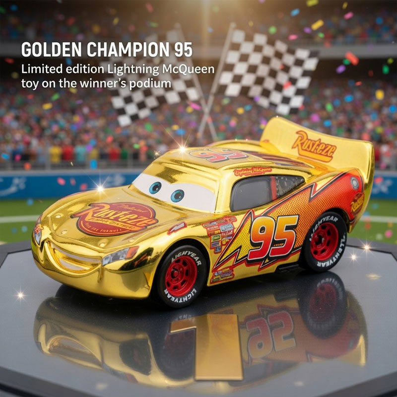 Disney Pixar Cars Movie Gold Metallic Lightning McQueen 1:55 Diecast Model Gifts