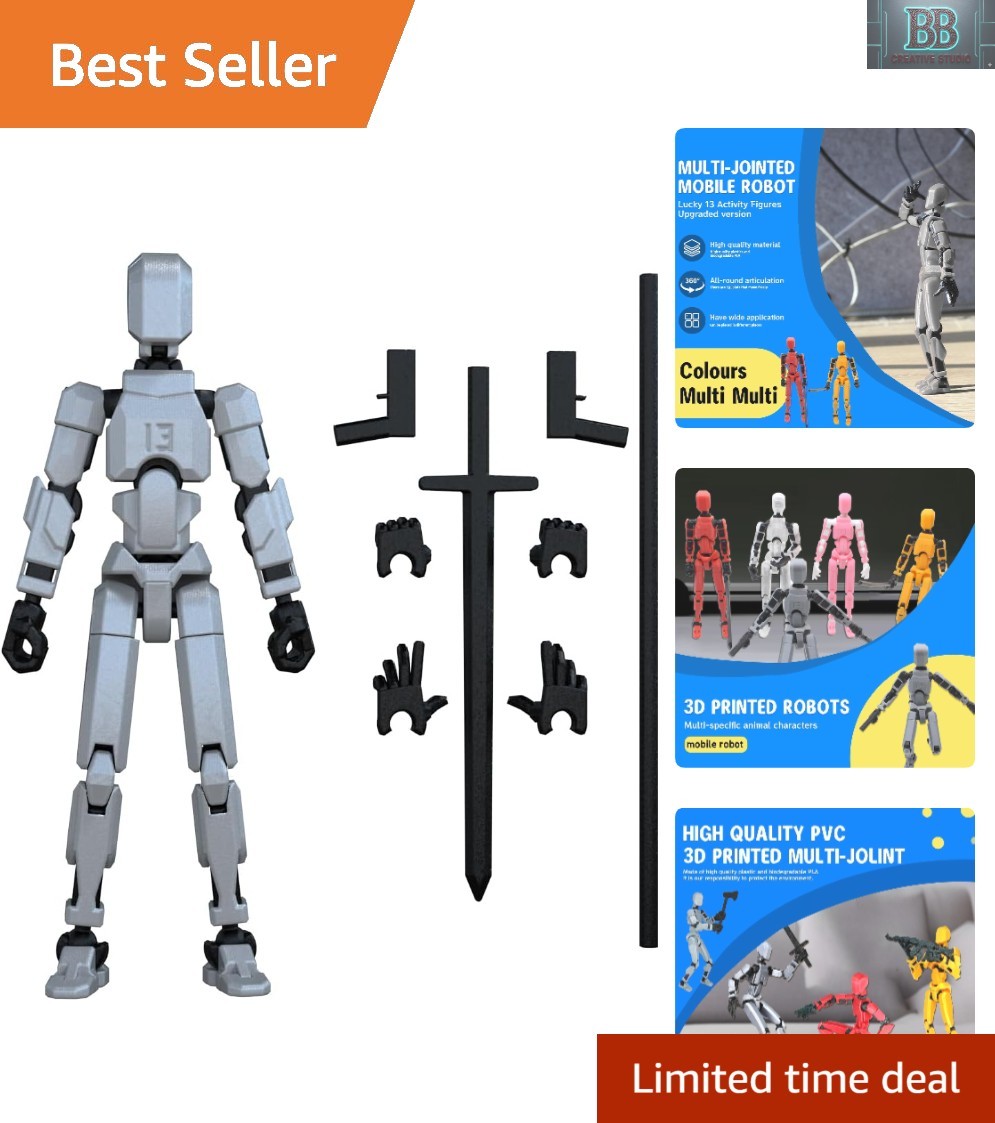 Customizable Silver Titan 13 Action Figure – Fully Articulated 3D Printed Design