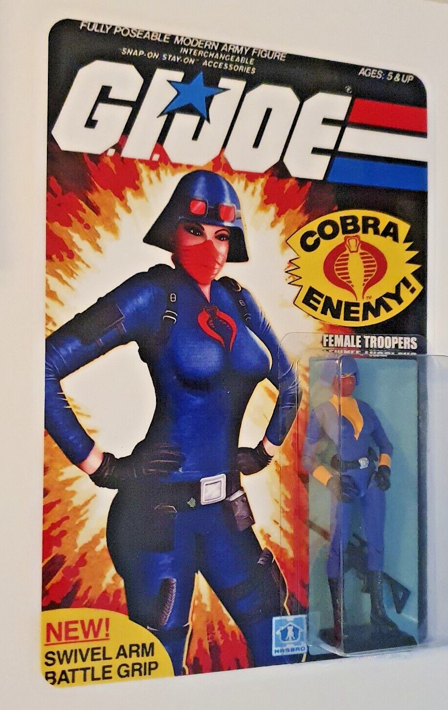 GI JOE CUSTOM FEMALE COBRA RED MASK TROOPER CARDED Action Figure MOC 1980s DECO