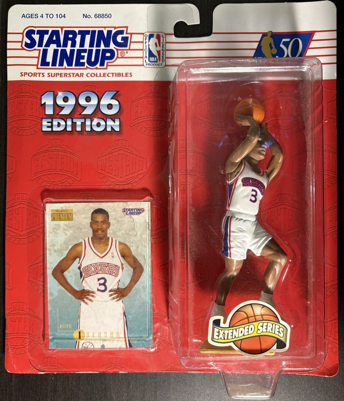 Starting Lineup 1996 Edition Allen Iverson NBA 76ers #3 Action Figure + Ball