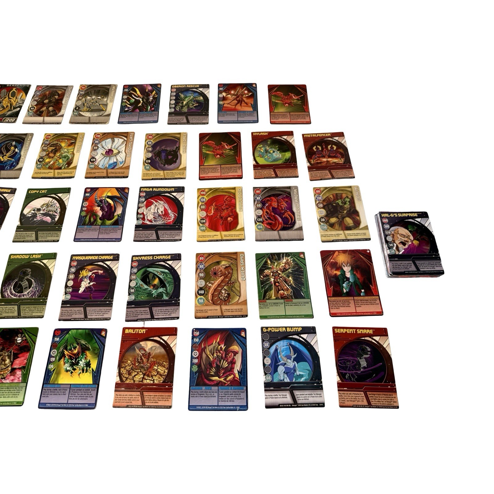 Bakugan Battle Brawlers Lot of 35 Figures, 2 Carry Cases, & Big Deck of Cards