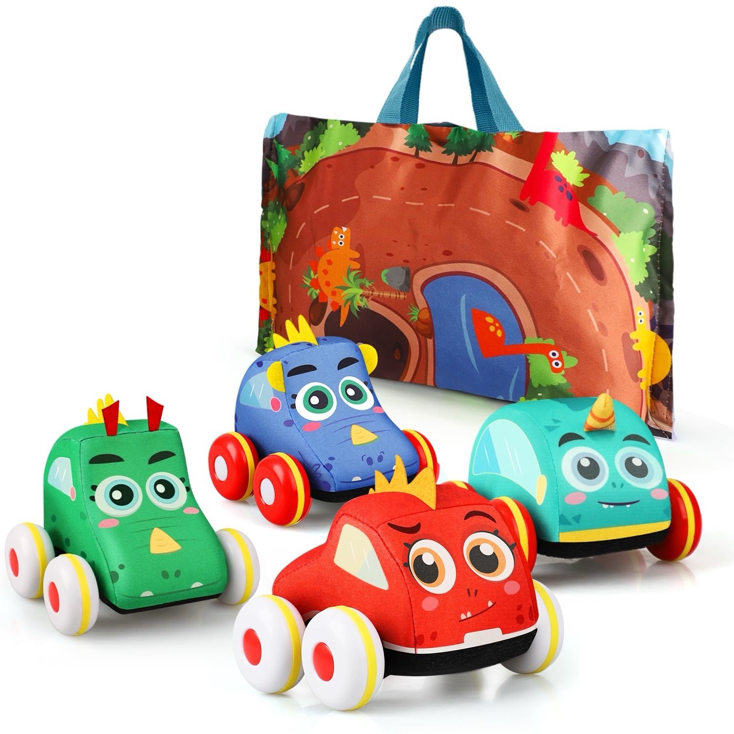 OY Life Soft Dinosaur Cars for Toddlers 1-3 Years Old