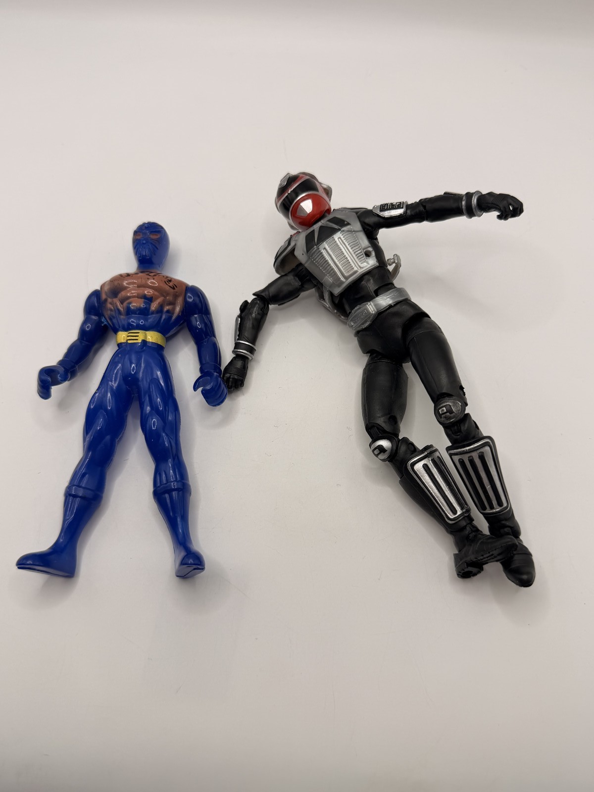 Lot of 2 Action Figures Superhero & Armored Figure Black Red Blue Used