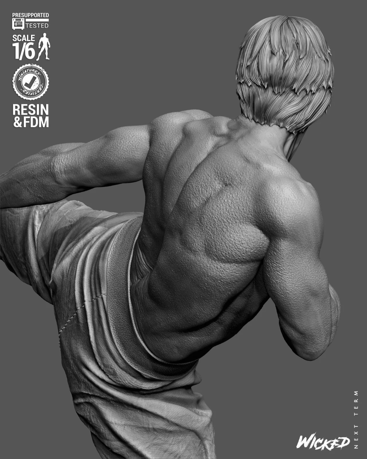 3D Printed 16K Wicked – Chuck Norris Statue unpainted Fan Made 1:6 Scale