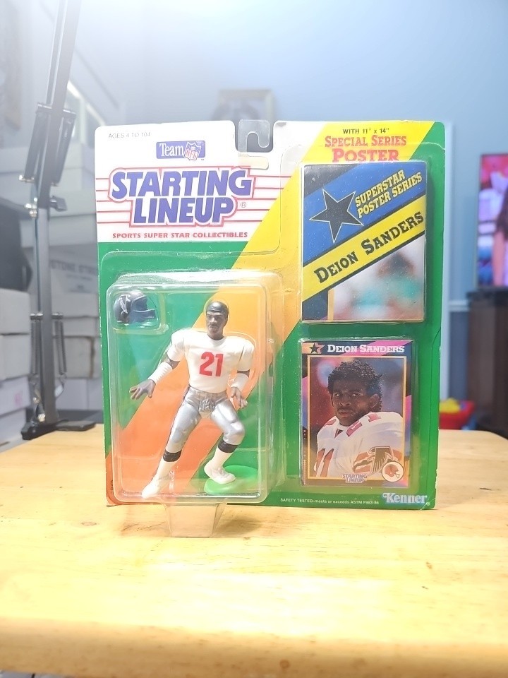Kenner Starting Lineup Deion Sanders NFL Figure 1992 + Poster