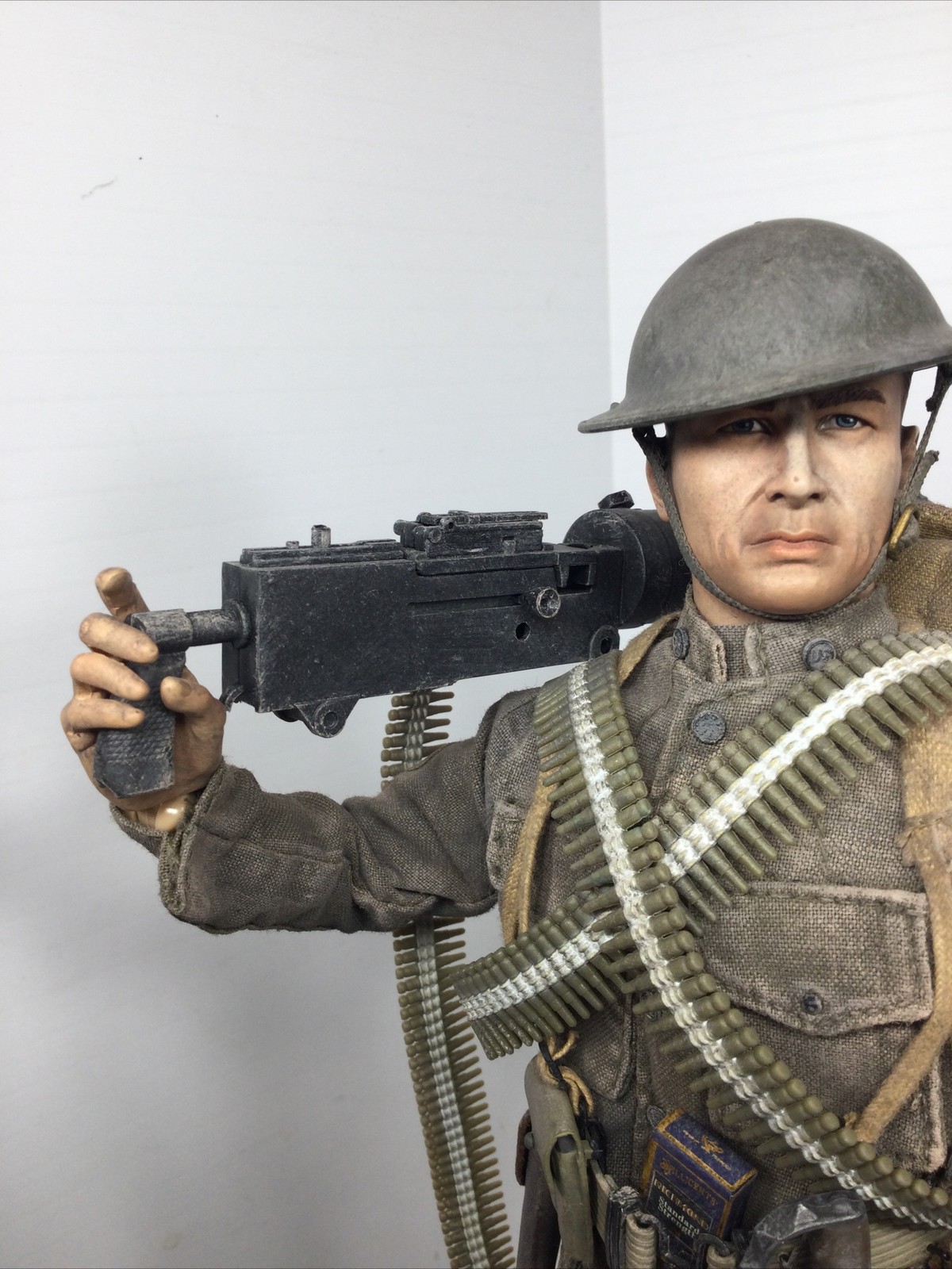 1/6 CUSTOM WW1 US 2ND INFANTRY DIV BROWNING .30 CAL MACHINEGUNNER +STAND