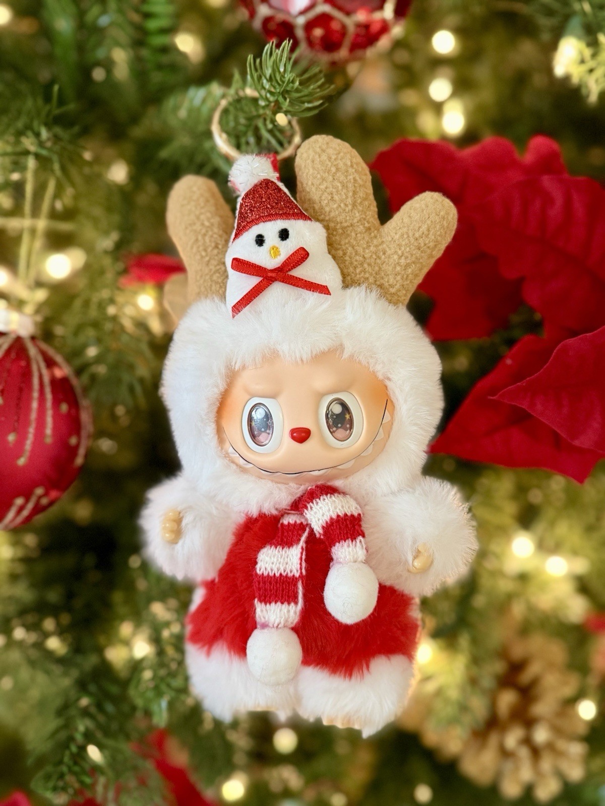 NEW CUSTOM MADE MONSTERS CHRISTMAS Holiday REINDEER RED WHITE Plush Pendant Doll