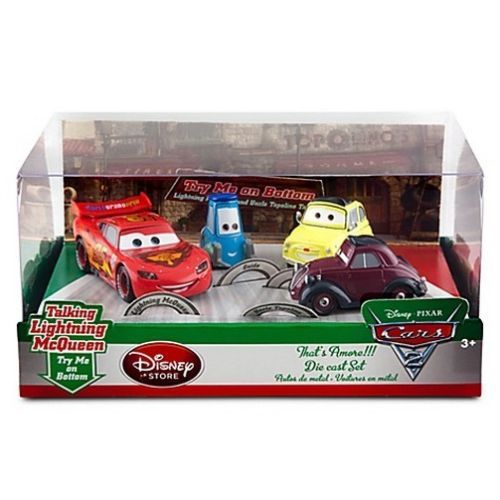 Disney Store That’s Amore Diecast Cars 2 W/Talking Lightning Mcqueen Guido 4 Set