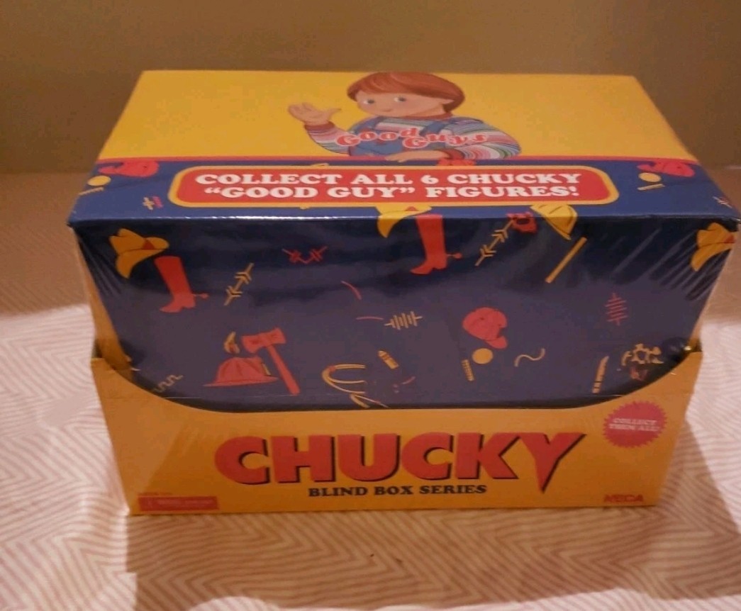 NECA CHUCKY BLIND BOX SERIES 1 RETAIL CASE OF 6 SEALED, PLUS 3 EXTRA FIGURES