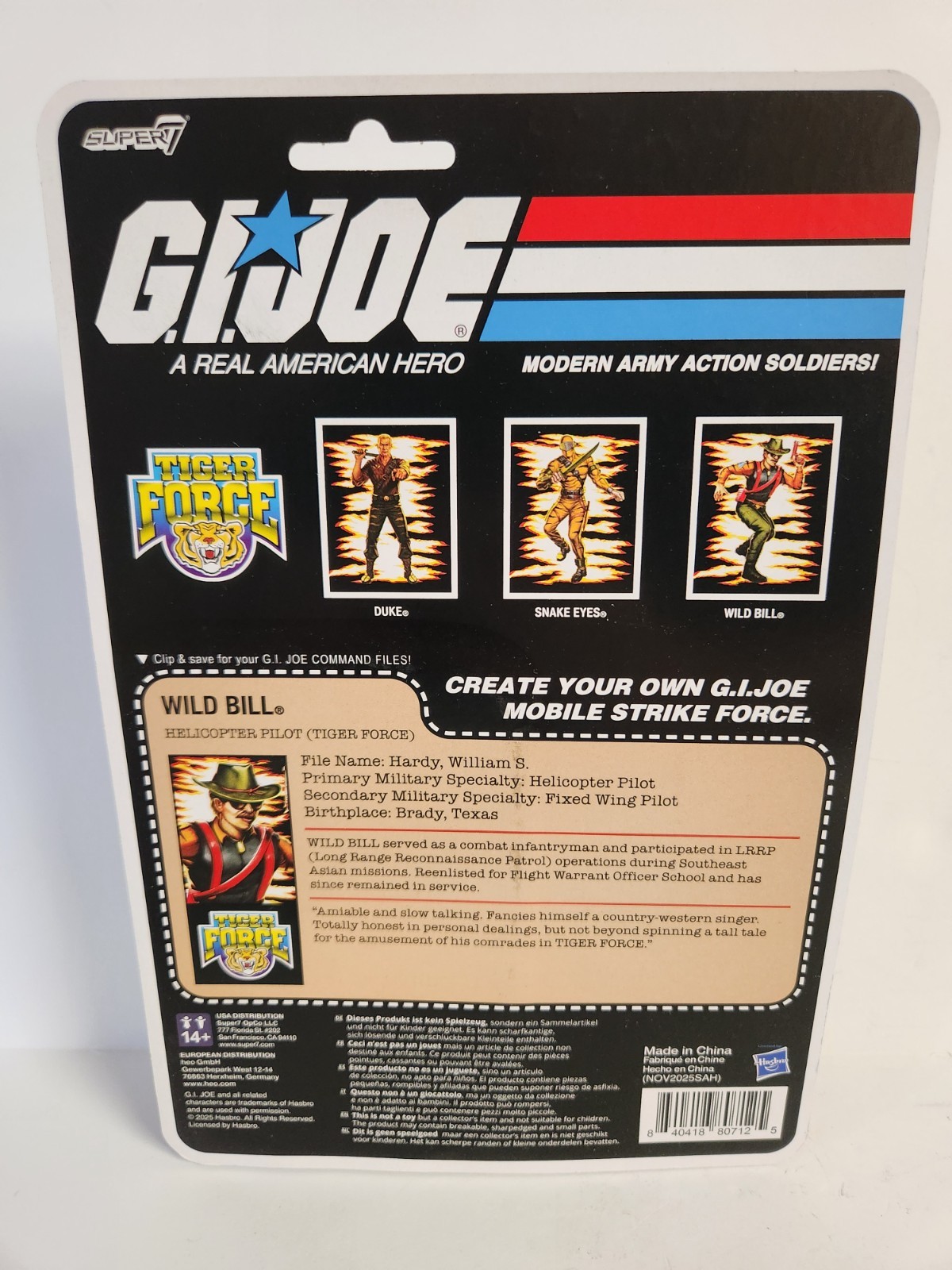Super7 GI Joe Tiger Force Wild Bill Action Figure 3.75″ ReAction 2025 New
