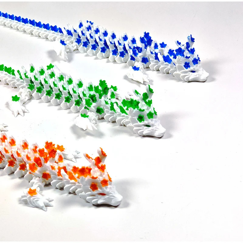 3D Printed Crystal Dragon Articulated Dragon Fidget Toy Cherry Blossom Dragon