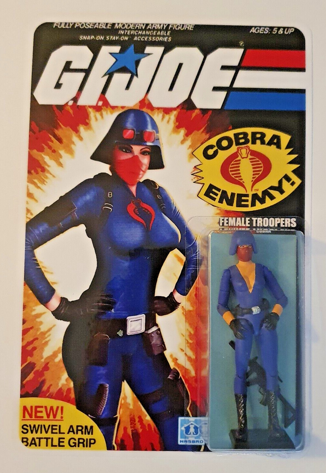 GI JOE CUSTOM FEMALE COBRA RED MASK TROOPER CARDED Action Figure MOC 1980s DECO