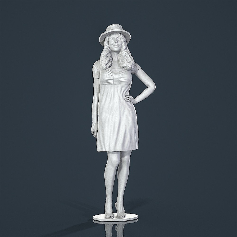 Unpainted Painted resin figurine Woman vintage girl w hat 1/18 1/24 1/43 1/32