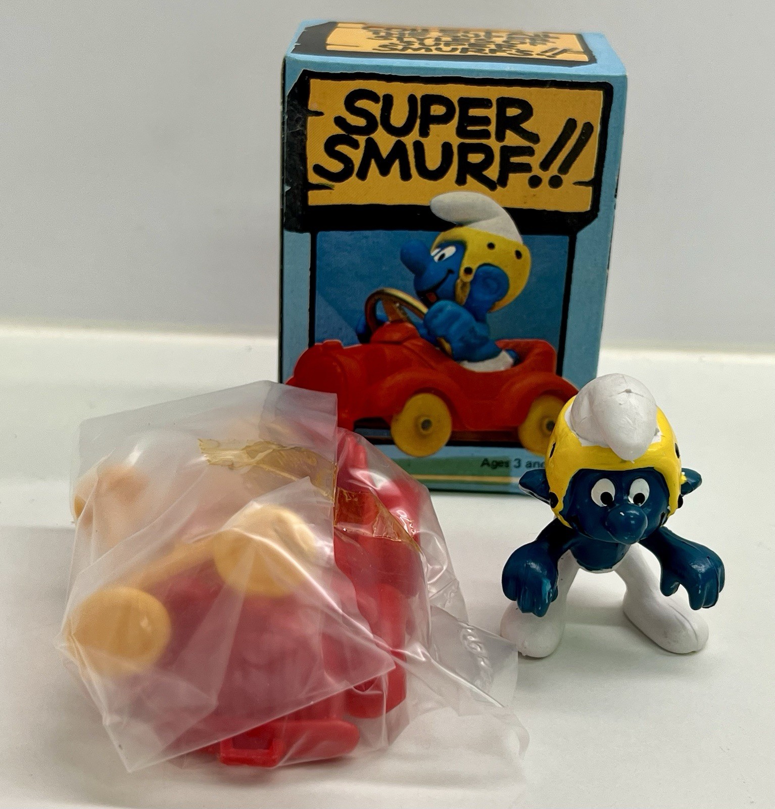 Super Smurf Car 6507 Vintage Schleich Peyo Wallace Berrie New In Box NIB