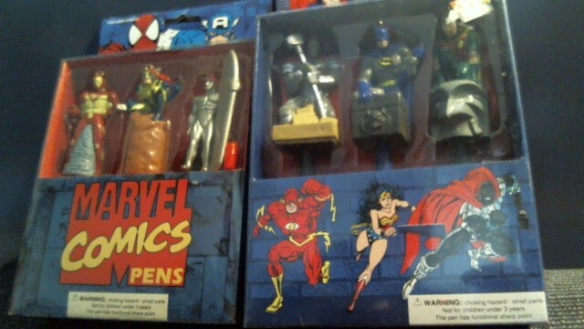 2 PACKAGES MINT SEALED 1995 MARVEL COMICS PEN PARTY SET – IRONMAN BATMAN ROBIN