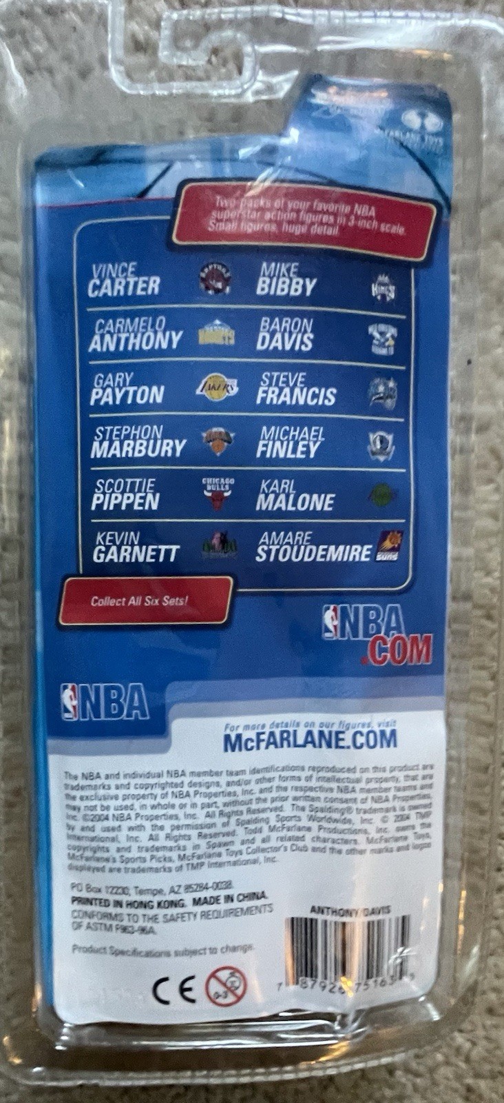 NBA McFarlane 3” Carmelo Anthony Denver Nuggets / Baron Davis Charlotte Hornets
