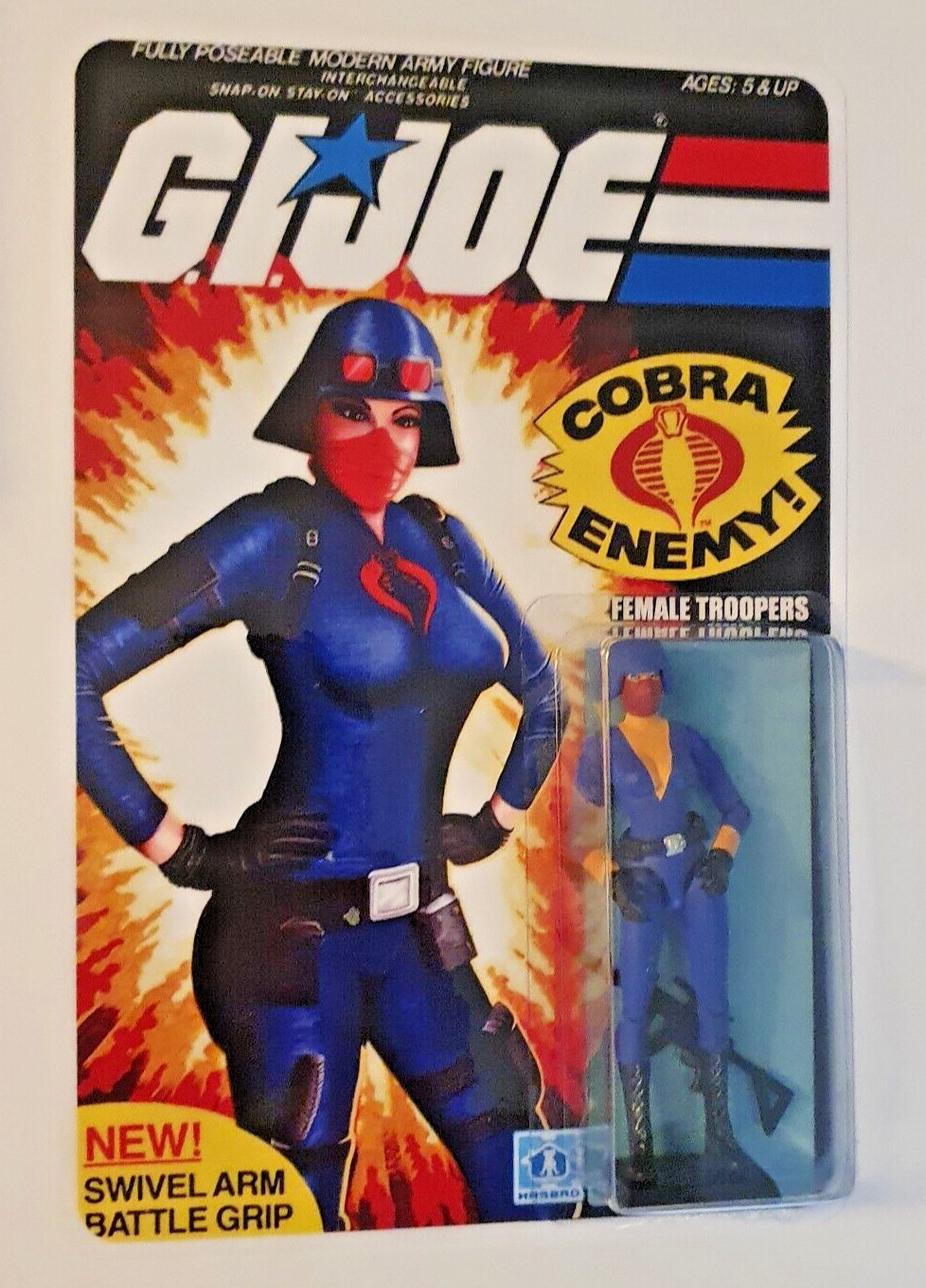 GI JOE CUSTOM FEMALE COBRA RED MASK TROOPER CARDED Action Figure MOC 1980s DECO