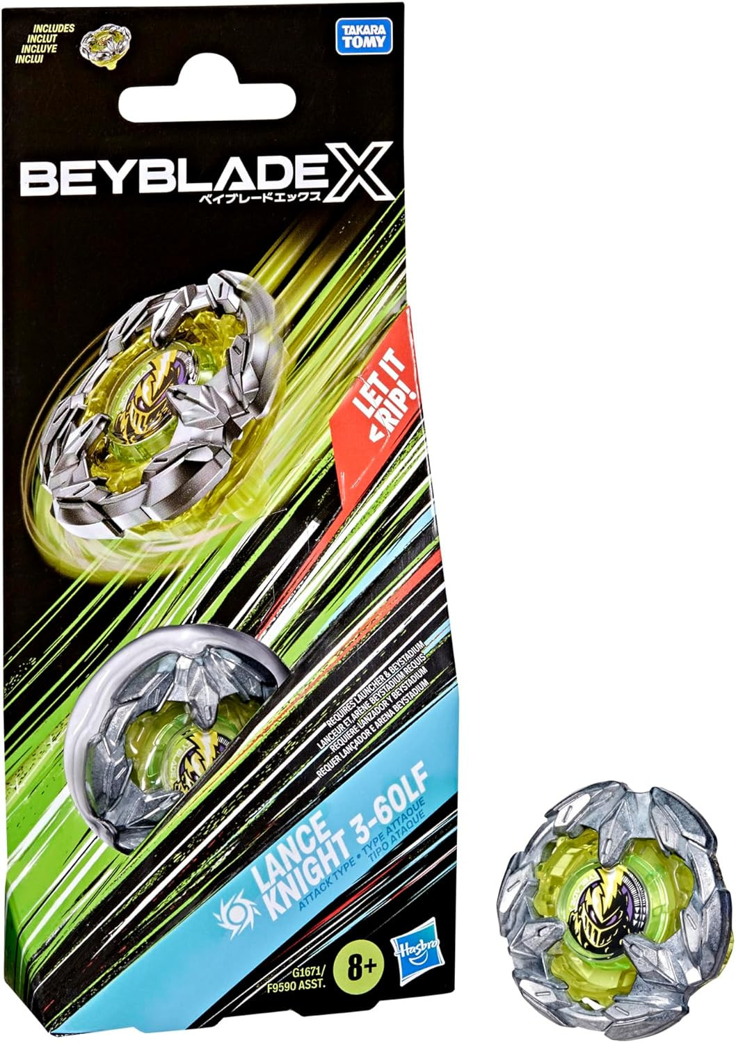 Beyblade X Lance Knight 3-60LF Booster Pack with Takara Tomy Attack Type Top