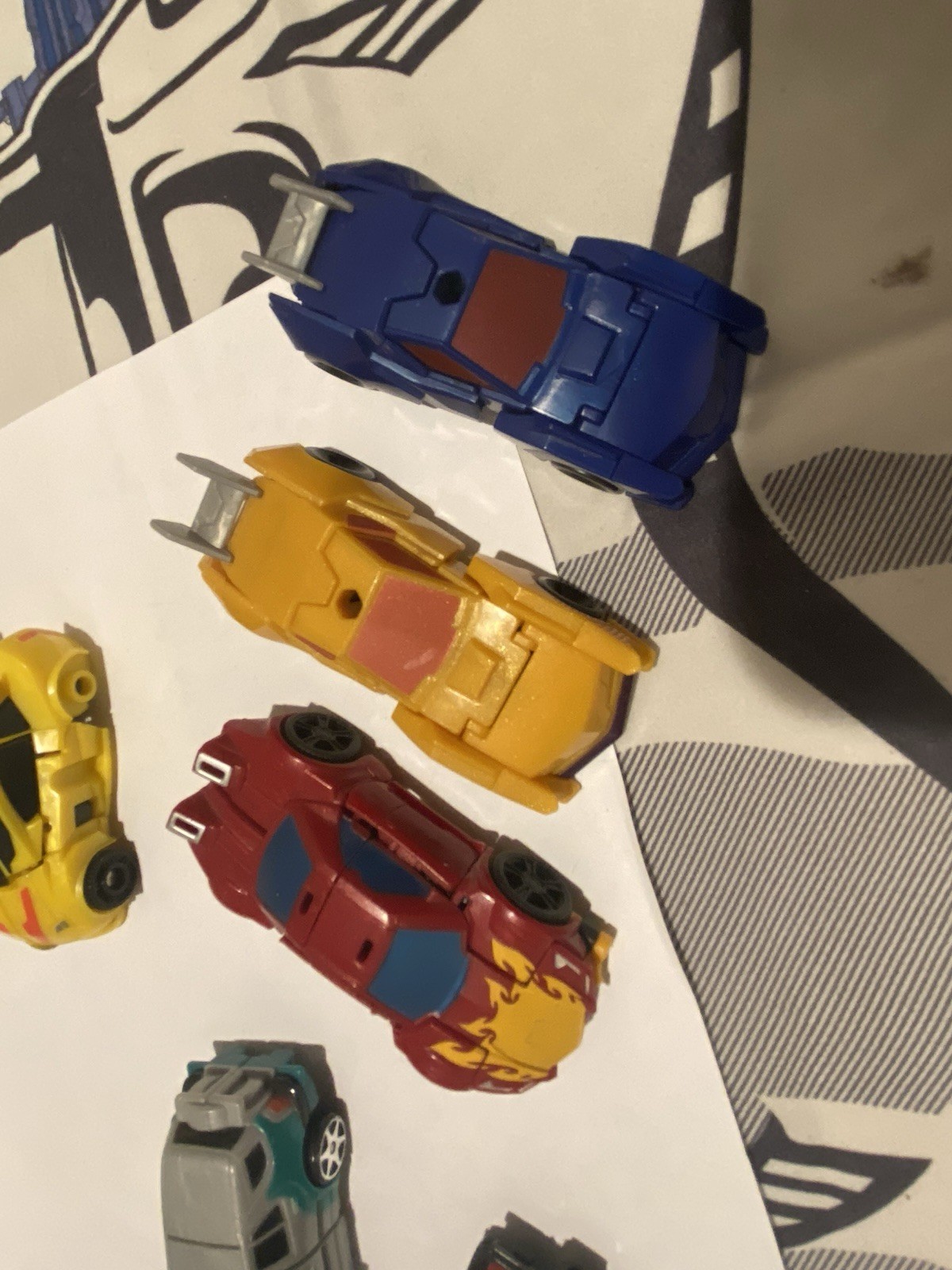 6 Transformers Hasbro Takara Mini Bots Race Cars SUV Cop Bee 2 Missing A Wheel
