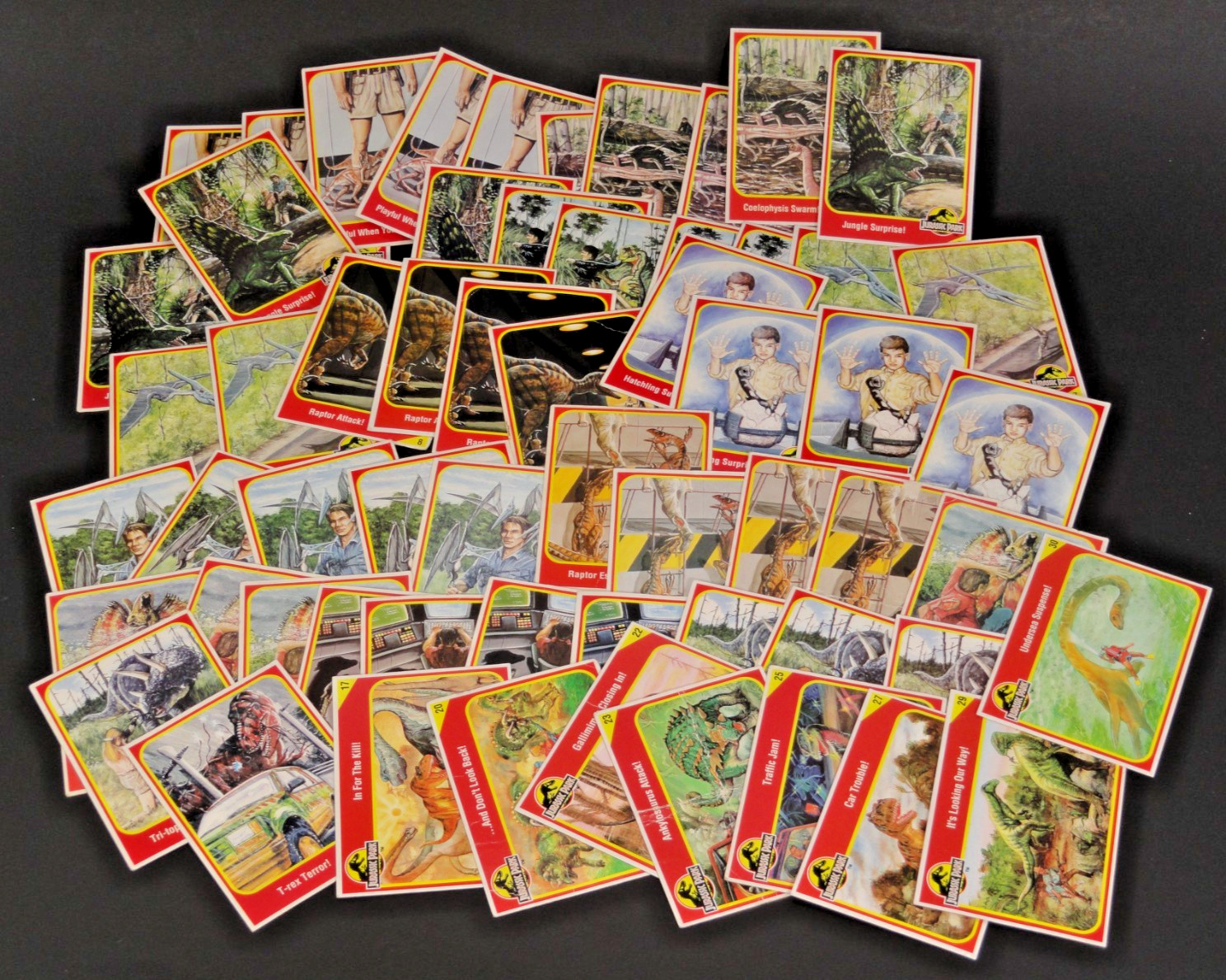 Jurassic Park Kenner Collector 60 Card Lot T-Rex Raptor Stegosaurus 1993 Figure