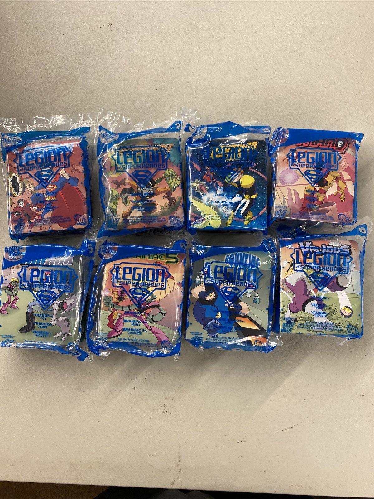 2007 – Legion of Super Heroes Happy Meal Toys Complete Set Of 8 Sealed And New