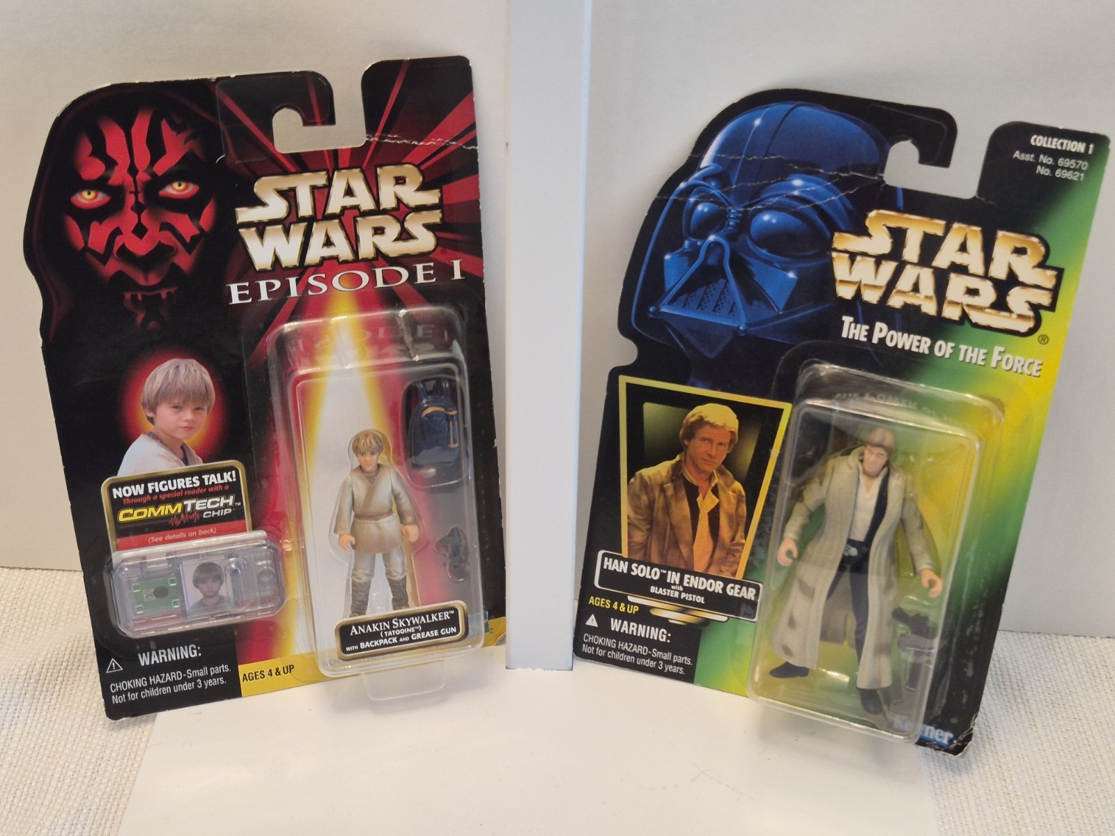 Star Wars Vtg Han Solo w Blaster Rifle & Anakin Skywalker w Backpack& Gun