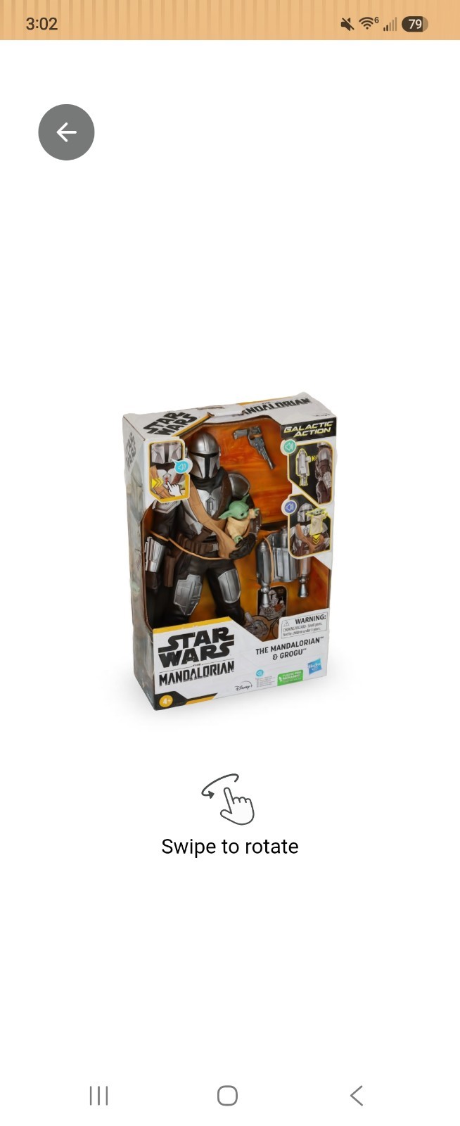 Star Wars Galactic Action The Mandalorian & Grogu Interactive Electronic 12-Inch