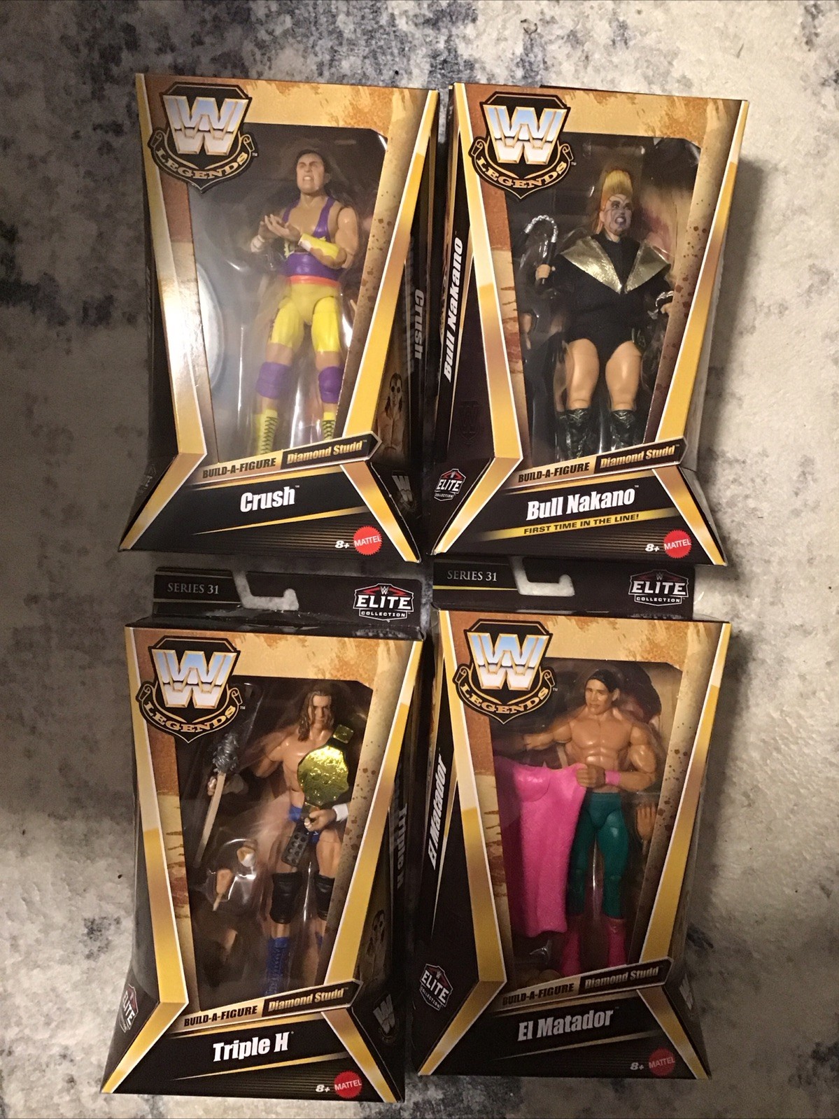 Wwe Mattel Legends 31 Series Lot Of 4 Matador, Triple H, Nakano,Crush BAF Studd