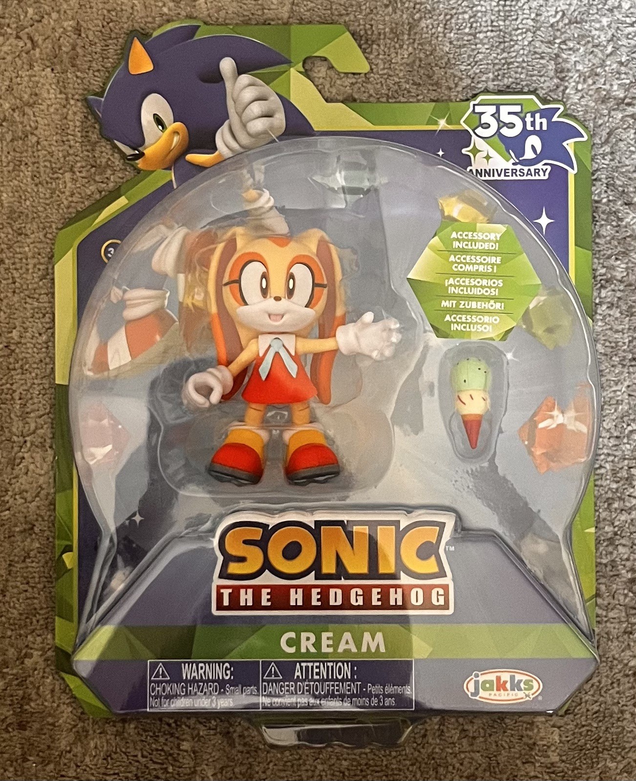 Jakks Sonic The Hedgehog 35th Anniversary CREAM w Ice Cream Cone 4″ Figure NEW
