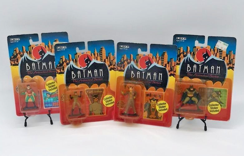 Vintage ERTL DC Batman Robin Series Figurines Lot Set of 4 MOC w/Stickers 1993