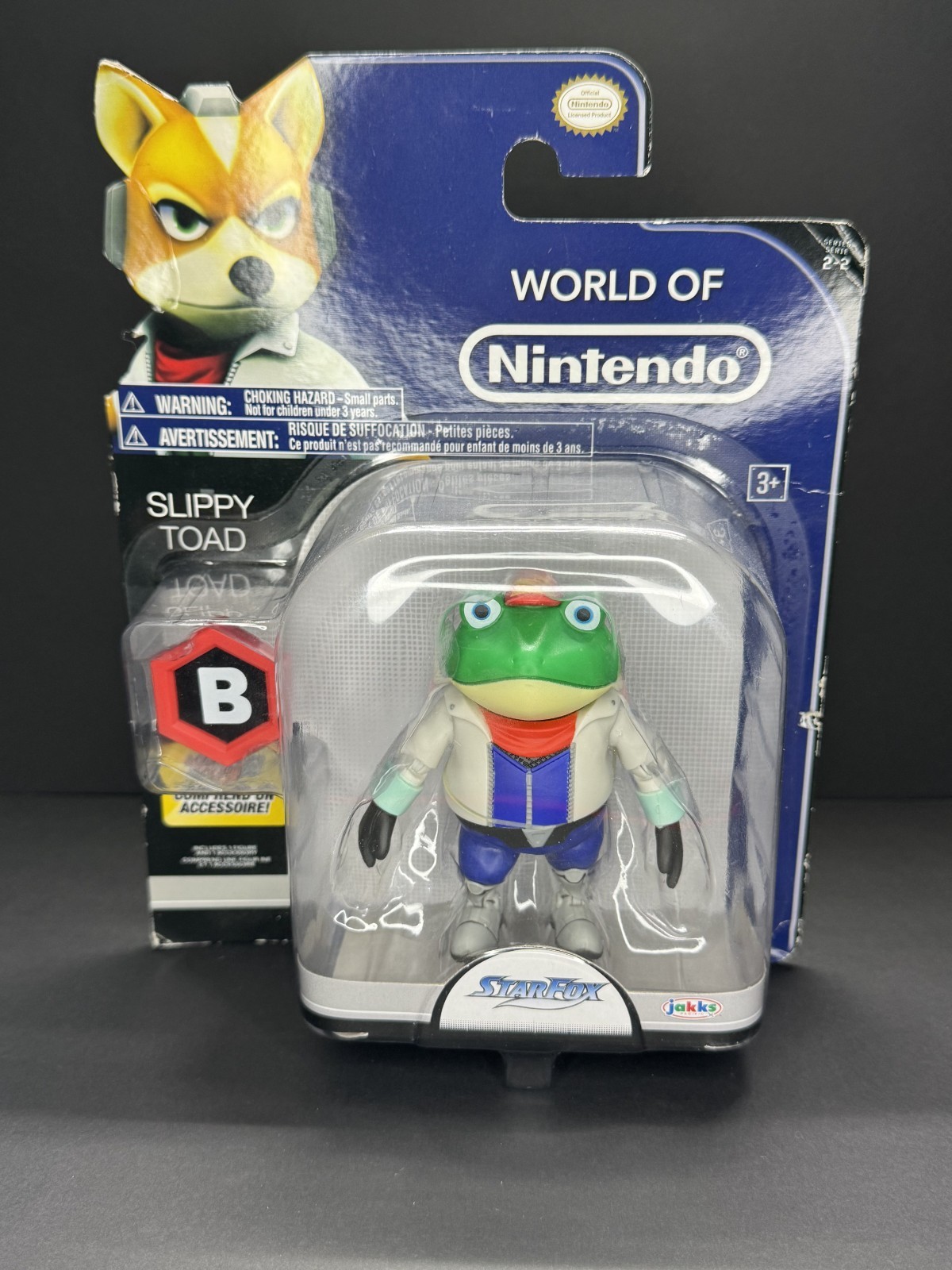 World of Nintendo Star Fox Slippy Toad 3.5″ Figure Series 2-2 Sealed Jakks