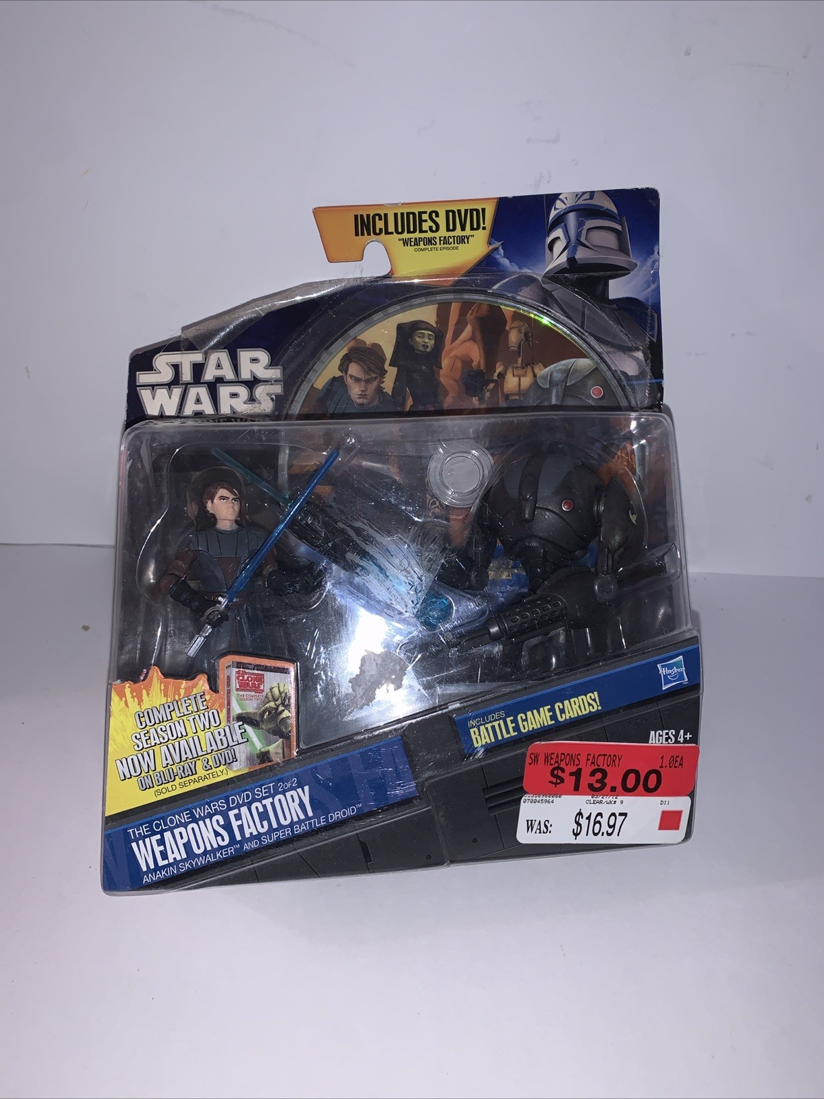 Clone Wars DVD Figure Set Weapons Factory Anakin Skywalker & Super Battle Droid