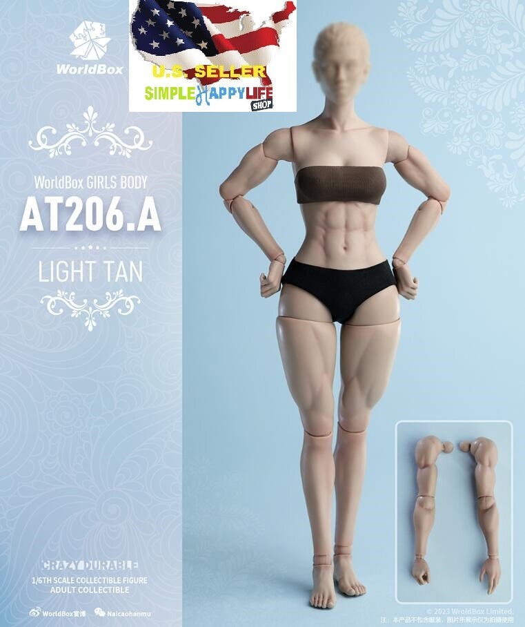 Worldbox AT206 A 1/6 Tan Female Muscle Durable Body FOR 12” Figure Doll ❶USA❶