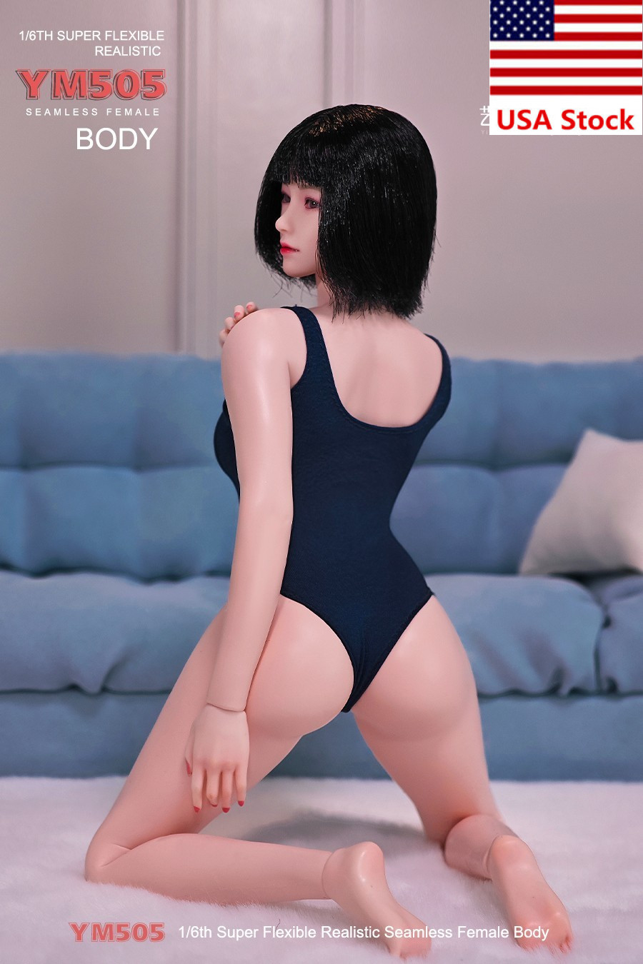 US YM505 1/6 Female Pale Large Breast Flexible Body&Details For 12”Figure Toy