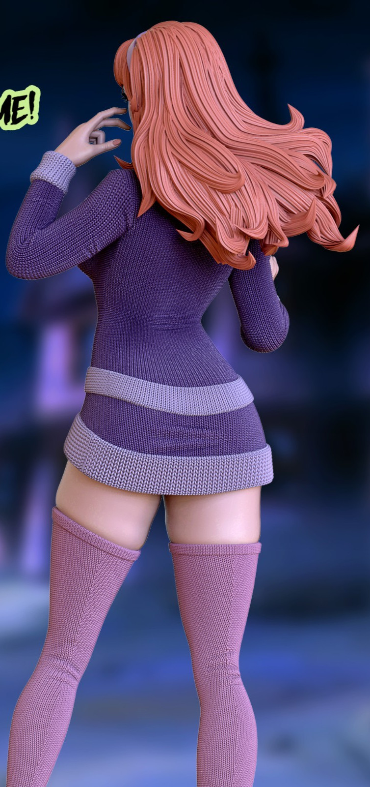 Custom 3D Printed Daphne & Scooby-Doo Figure Halloween (25cm) Hand-Painted Resin