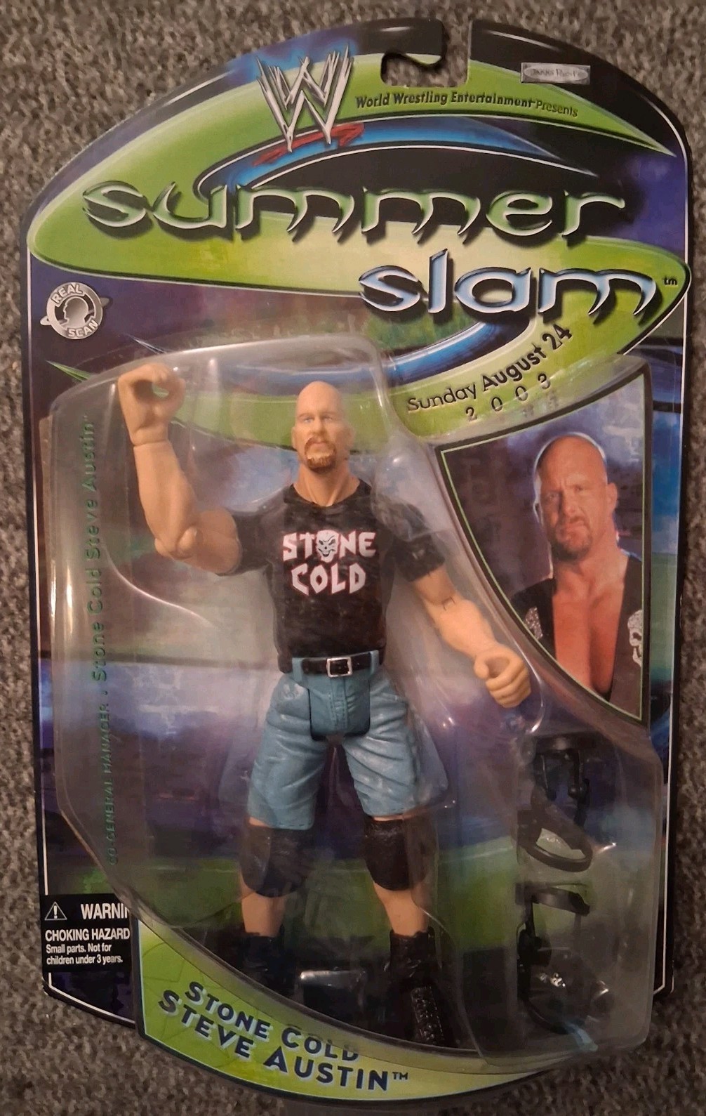 Stone Cold Steve Austin 2003 WWE SUMMER SLAM Jakks Pacific-SEALED IN BOX